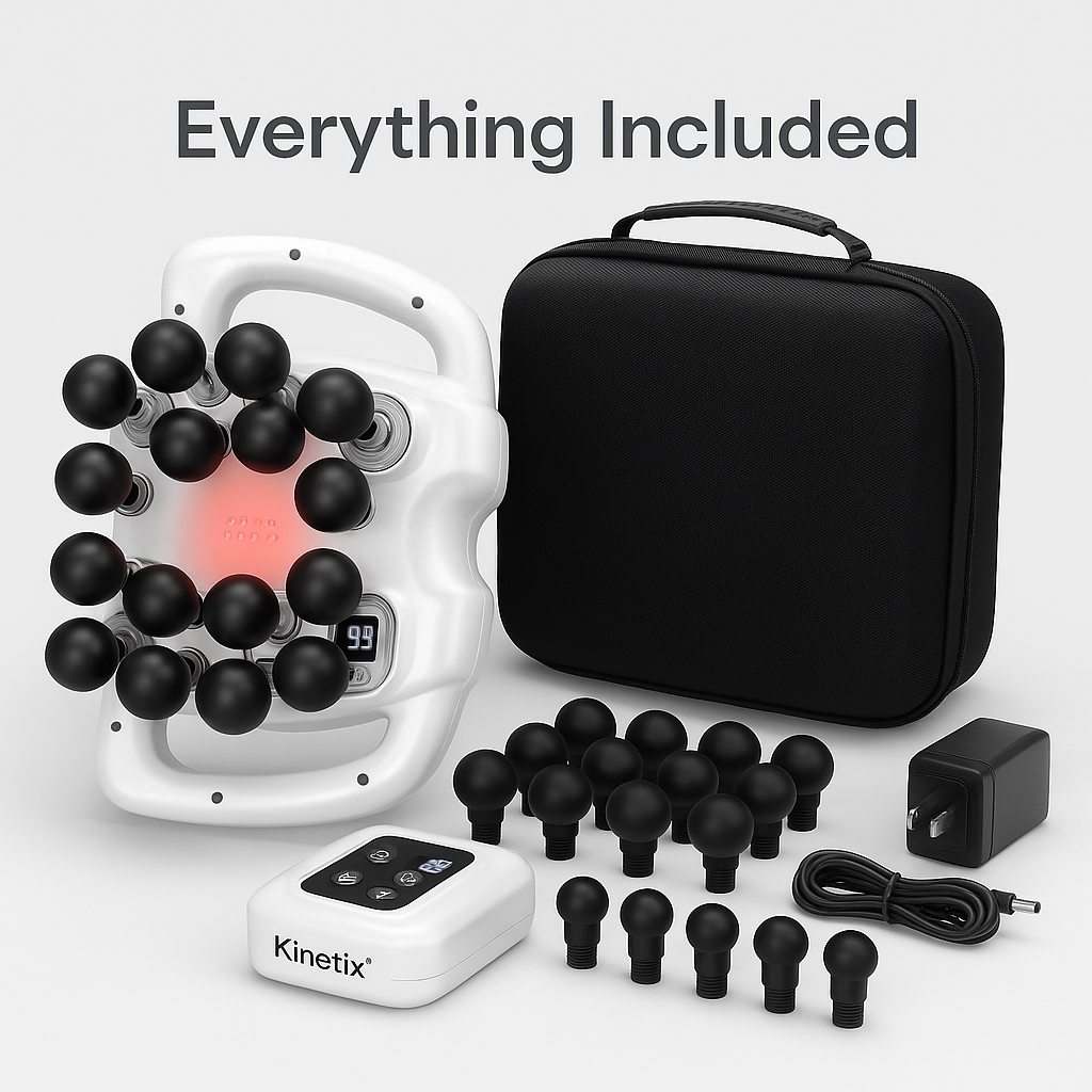 Kinetix™ – Massage Gun Professionnel 16 Têtes | Récupération Sportive, Bien-être & Relaxation Premium