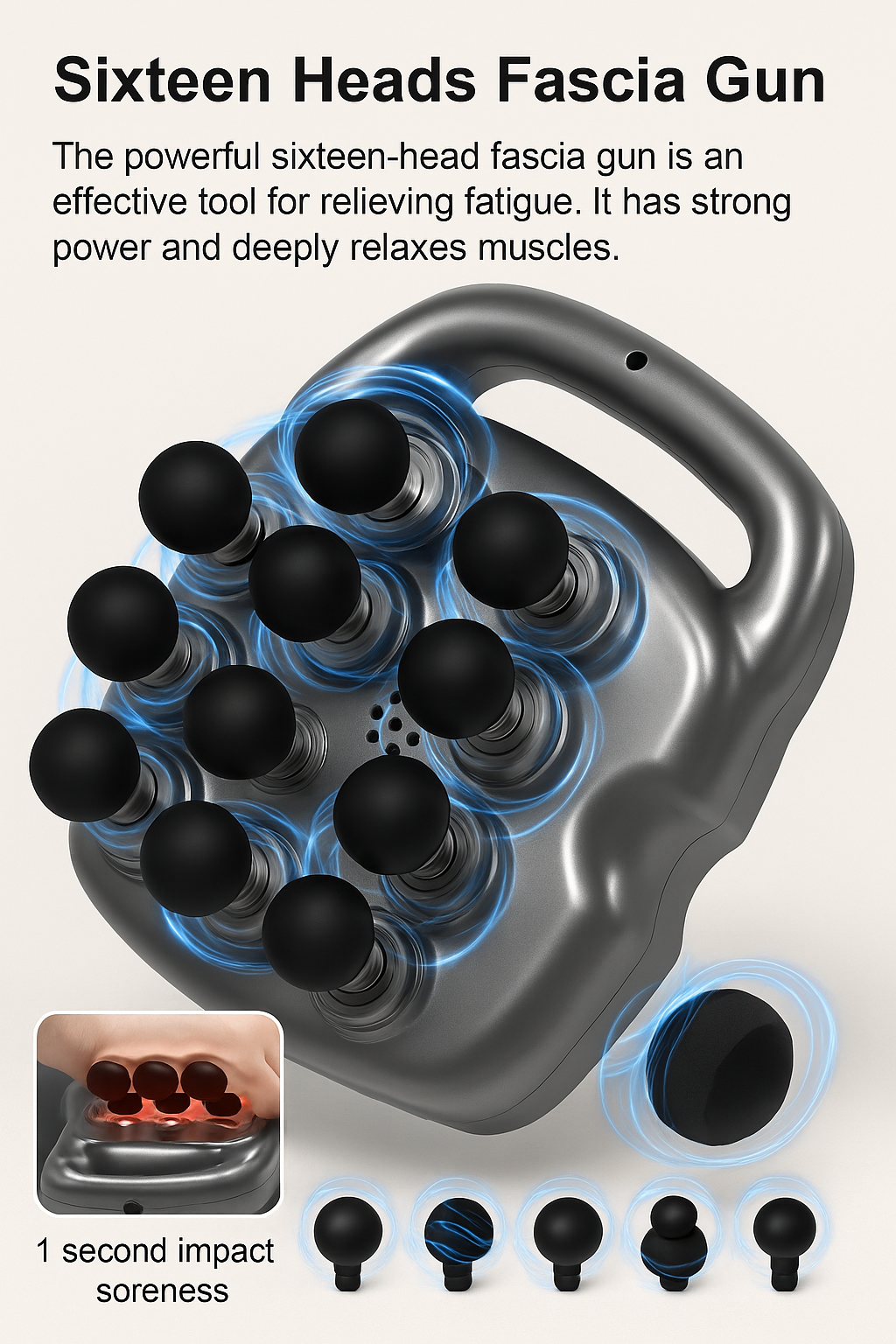 Kinetix™ – Massage Gun Professionnel 16 Têtes | Récupération Sportive, Bien-être & Relaxation Premium
